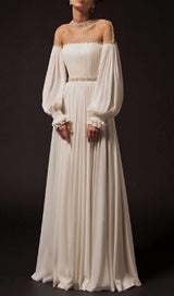 PUFFY SLEEVES WEDDING GOWN IN WHITE MAXI BANDAGE DRESSES & GOWNS styleofcb