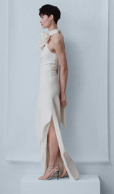 FLOWER SLEEVELESS MAXI DRESS IN WHITE styleofcb