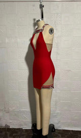 CRYSTAL DEEP V BANDAGE MINI DRESS Dresses styleofcb