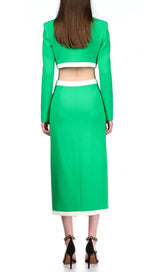 BANDAGE TWO-PIECE PATCHWORK MAXI DRESS IN GREEN styleofcb