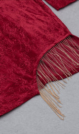 WINE RED CHINESE STYLE DARK GRAIN MINI DRESS styleofcb