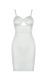 DIAMOND SUSPENDER BOW SLIM DRESS IN WHITE styleofcb