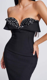 SEQUIN STRAPLESS MIDI DRESS IN BLACK Dresses styleofcb