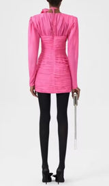 V NECK PINK RUCHED MINI DRESS Dresses styleofcb