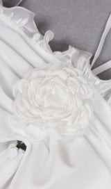 FLORAL EMBELLISHED SLIT MIDI DRESS IN WHITE DRESS STYLE OF CB