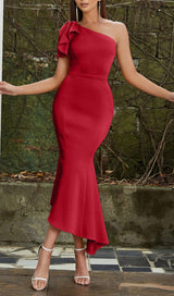 ONE SHOULDER FISHTAIL MAXI DRESS IN RED styleofcb