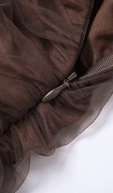 MESH TWISTED DRESS IN BROWN styleofcb