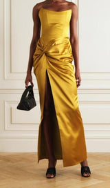 STRAPLESS CORSET MAXI DRESS IN YELLOW Dresses styleofcb