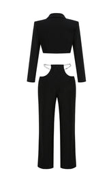 SNAKE BUCKLE WAISTBAND SUIT IN BLACK styleofcb