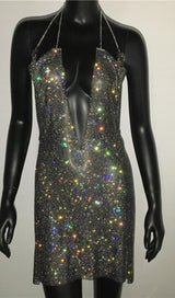 DEEP V NECK BACKLESS MINI DRESS Dresses styleofcb S BLACK