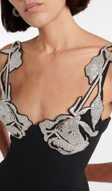 Crystallised Bandage Mini Dress In Black Dresses styleofcb