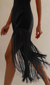 FRINGED STRAPLESS MINI DRESS Dresses styleofcb