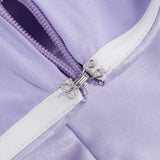 SATIN PUFF SLEEVE MINI DRESS IN LIGHT PURPLE styleofcb