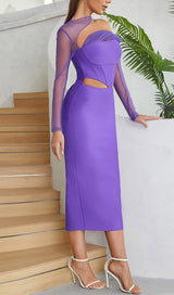 GAUZE IRREGULAR FISH BONE FANNY BELT HIP DRESS IN PURPLE styleofcb