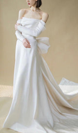 HALTER AND LARGE BOW SHOULER DRESS IN WHITE styleofcb