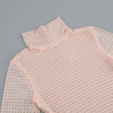 RHINESTONES MESH MINI DRESS IN NUDE DRESS sis label