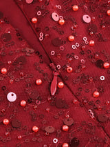 RED FEATHER SEQUIN DRESS styleofcb