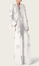 DOUBLE-BREASTED THREE DIMENSIONAL FLORAL SUIT JACKET IN WHITE styleofcb
