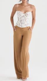 MILA IVORY LACE UNDERWIRED CORSET TOP Tops styleofcb