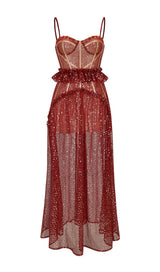 BANDAGE SEQUIN MAXI DRESS IN RED Dresses styleofcb