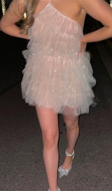 POMPOUS GAUZE SEQUIN MINI DRESS IN WHITE Dresses styleofcb