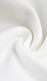 BANDAGE OFF-SHOULDER FEATHER MIDI DRESS IN WHITE styleofcb