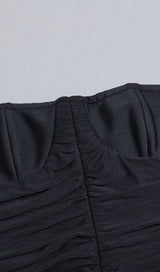 RUCHED STRAPLESS MIDI DRESS IN BLACK styleofcb