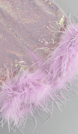 FEATHER SEQUIN MIDI DRESS IN PURPLE Dresses styleofcb