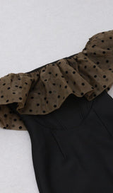 OFF THE SHOULDER MIDI DRESS IN BLACK DRESSES styleofcb