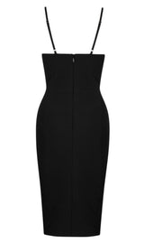 LOW-CUT FLORAL SPLICING SLIT DRESS IN BLACK styleofcb