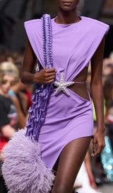 EMBELLISHED CRYSTAL MIDI DRESS IN LAVENDER DRESS STYLE OF CB