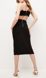 BANDAGE CUTOUT MIDI DRESS IN BLACK styleofcb