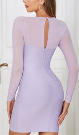 BANDAGE MESH HOLLOW MINI DRESS IN MAUVE styleofcb