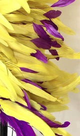 ASYMMETRIC FEATHER MINI DRESS IN YELLOW styleofcb