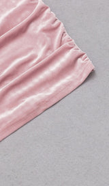 PINK LONG SLEEVE VELVET MINI DRESS styleofcb