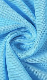 OFF SHOULDER MESH SKINNY MINI DRESS IN LIGHT BLUE styleofcb