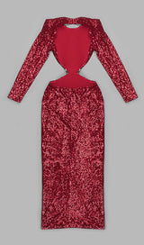 SEQUIN CUTOUT BACKLESS MAXI DRESS IN RED DREESES styleofcb
