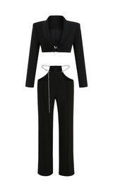 SNAKE BUCKLE WAISTBAND SUIT IN BLACK styleofcb