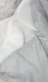 LONG SLEEVE SEQUIN FEATHER MINI DRESS IN SILVER styleofcb