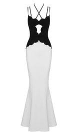 SKINNY SUSPEN DER MERMAID DRESS IN BLACK AND WHITE styleofcb