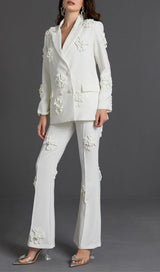 STEREO FLOWER MID-RISE JEANS IN WHITE styleofcb