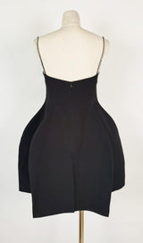 RHINESTONE PEPLUM MINI DRESS IN BLACK styleofcb