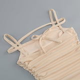 RUCHED STRAPPY MIDI DRESS IN NUDE DRESS sis label