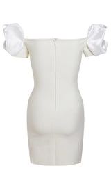 BANDAGE SOFT PLEATED MINI DRESS IN WHITE styleofcb