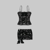 RUCHED HIGH-SHINE MINI DRESS IN BLACK styleofcb