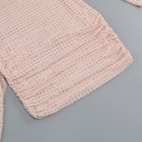 RHINESTONES MESH MINI DRESS IN NUDE DRESS sis label