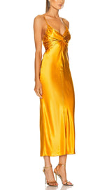 SATIN SLEEVELESS SLIP MAXI DRESS IN HONEYCOMB styleofcb