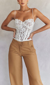 MILA IVORY LACE UNDERWIRED CORSET TOP Tops styleofcb