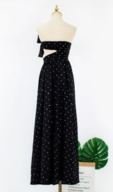 POLKA DOT BANDEAU DRESS IN BLACK styleofcb