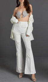 STEREO FLOWER MID-RISE JEANS IN WHITE styleofcb